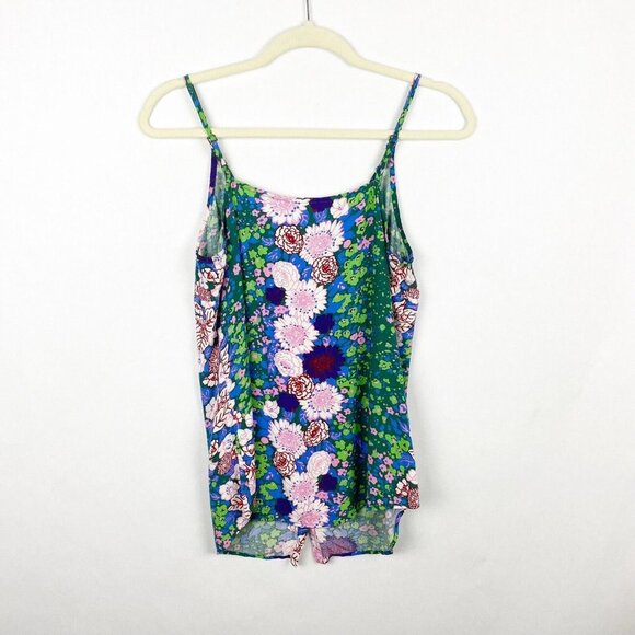 Cabi Isla Floral Print Button-Up Trellis Tank Top Green Spaghetti Strap Size XS - Picture 2 of 5